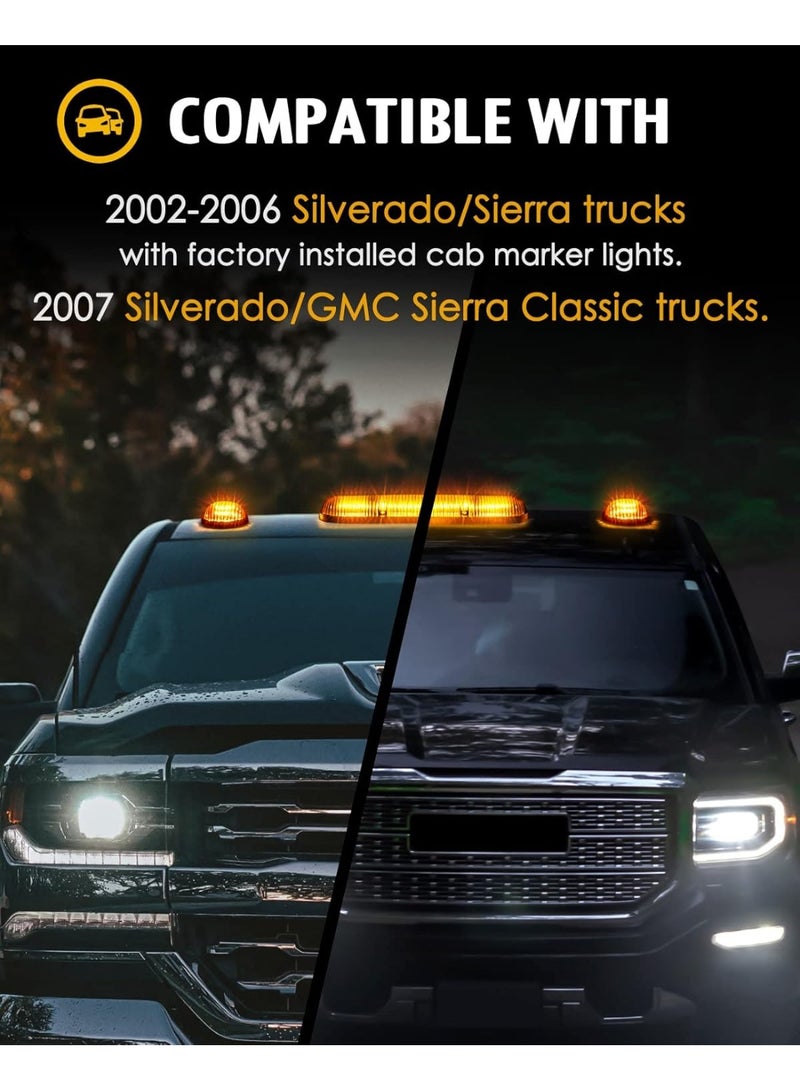 3PCS 30LED كابينة علامة السقف تشغيل أضواء الجمعية متوافقة مع سيلفرادو / سييرا 1500 1500HD 2500 2500HD 3500 2002-2007 أضواء الشاحنات + حزمة الأسلاك - Image 2